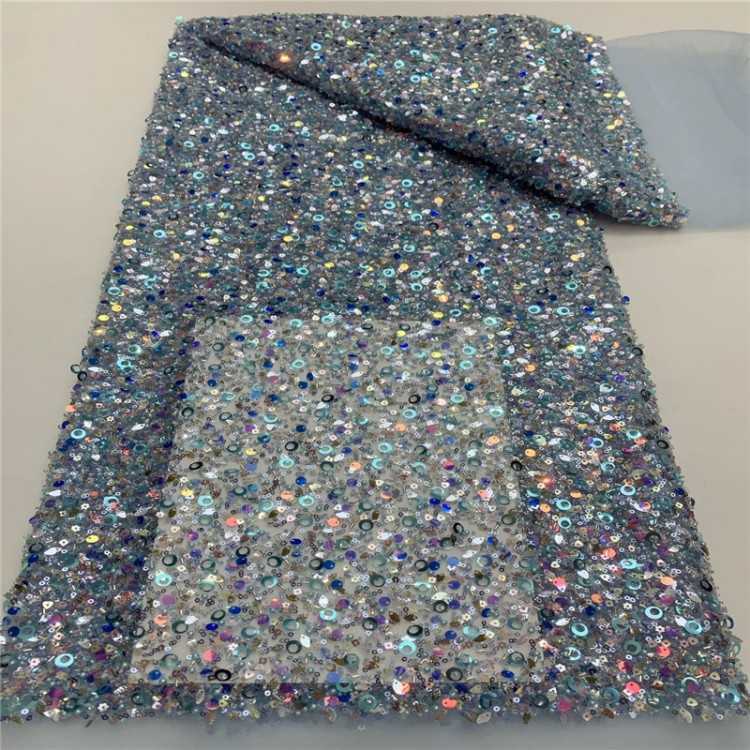 5 Yards Multi-Color Sequined Beaded Embroidered 3D Floral Lace Material Fabric JLT071