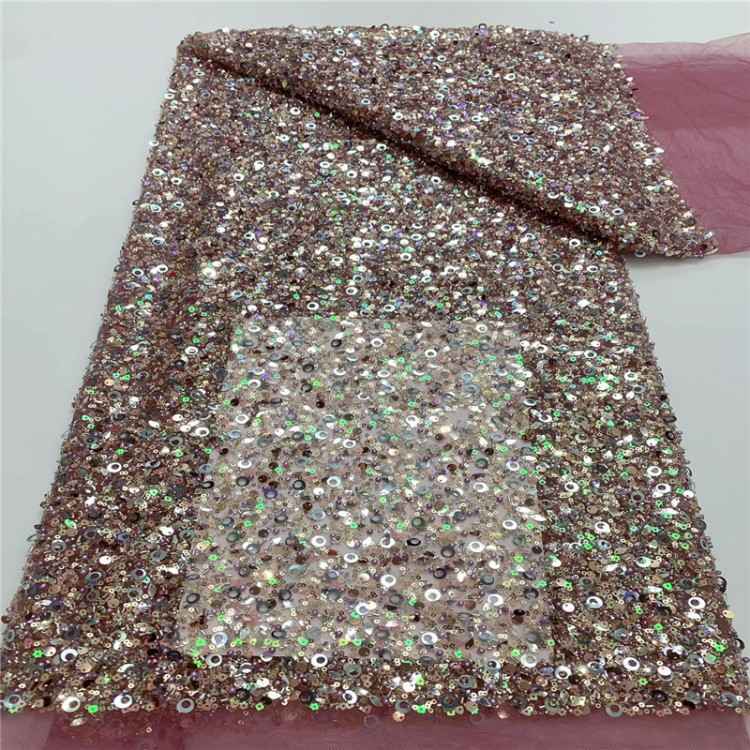 5 Yards Multi-Color Sequined Beaded Embroidered 3D Floral Lace Material Fabric JLT071