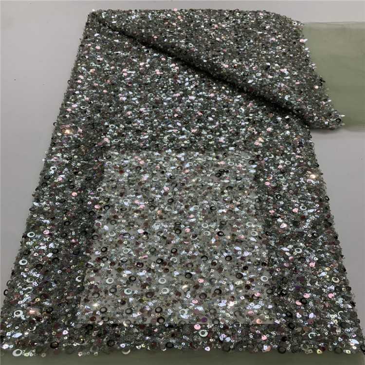 5 Yards Multi-Color Sequined Beaded Embroidered 3D Floral Lace Material Fabric JLT071