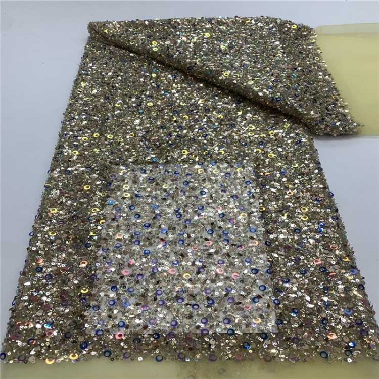 5 Yards Multi-Color Sequined Beaded Embroidered 3D Floral Lace Material Fabric JLT071