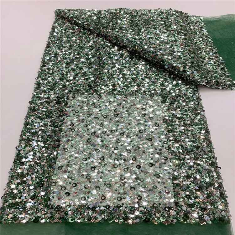 5 Yards Multi-Color Sequined Beaded Embroidered 3D Floral Lace Material Fabric JLT071