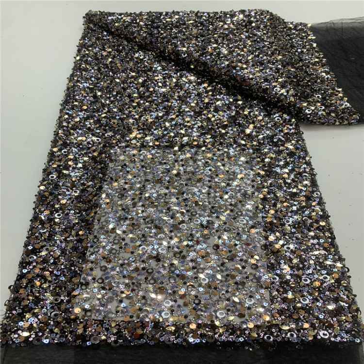 5 Yards Multi-Color Sequined Beaded Embroidered 3D Floral Lace Material Fabric JLT071
