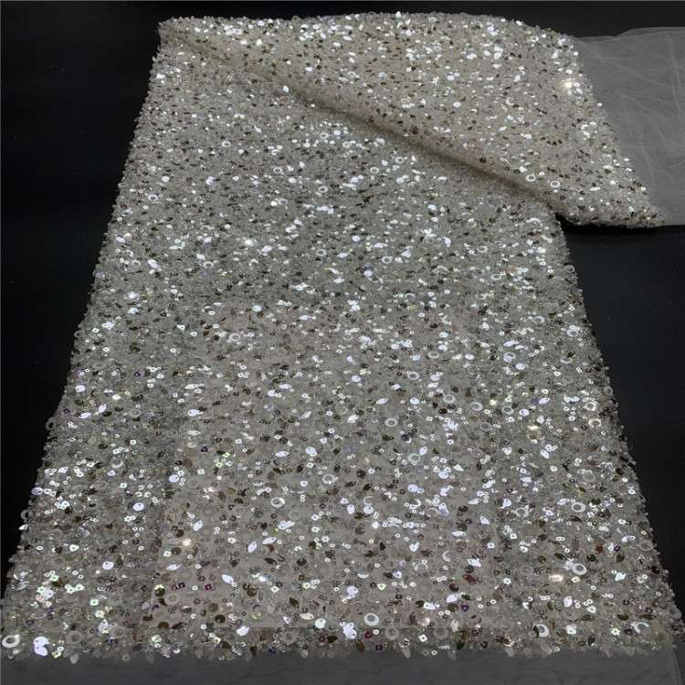 5 Yards Multi-Color Sequined Beaded Embroidered 3D Floral Lace Material Fabric JLT071