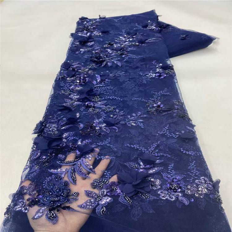 5 Yards Multi-Color Sequined Beaded Embroidered 3D Floral Lace Material Fabric JLT082