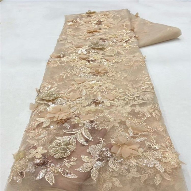 5 Yards Multi-Color Sequined Beaded Embroidered 3D Floral Lace Material Fabric JLT082