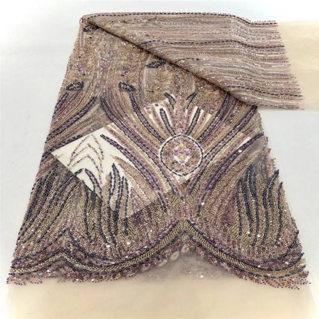 5 Yards Multi-Color Colorful Rainbow Sequined Beaded Embroidered 3D Floral Lace Material Fabric JLT032