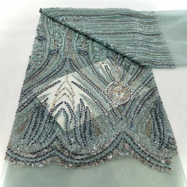 5 Yards Multi-Color Colorful Rainbow Sequined Beaded Embroidered 3D Floral Lace Material Fabric JLT032