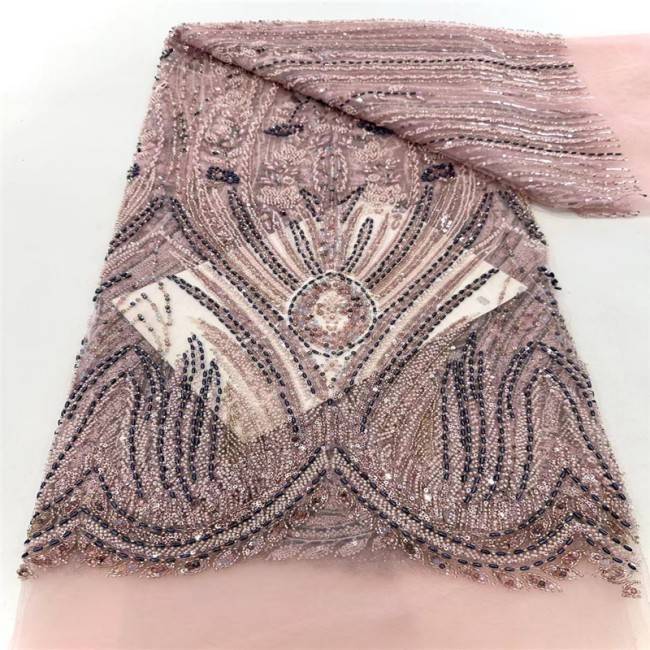 5 Yards Multi-Color Colorful Rainbow Sequined Beaded Embroidered 3D Floral Lace Material Fabric JLT032