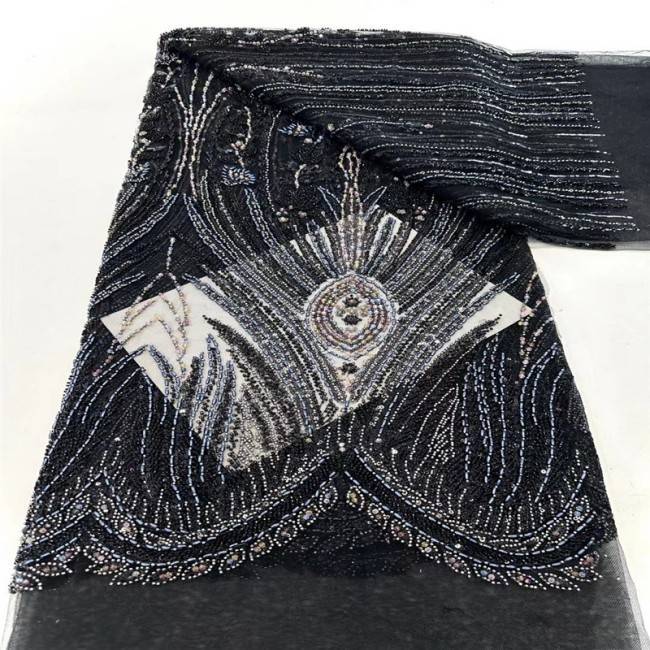 5 Yards Multi-Color Colorful Rainbow Sequined Beaded Embroidered 3D Floral Lace Material Fabric JLT032