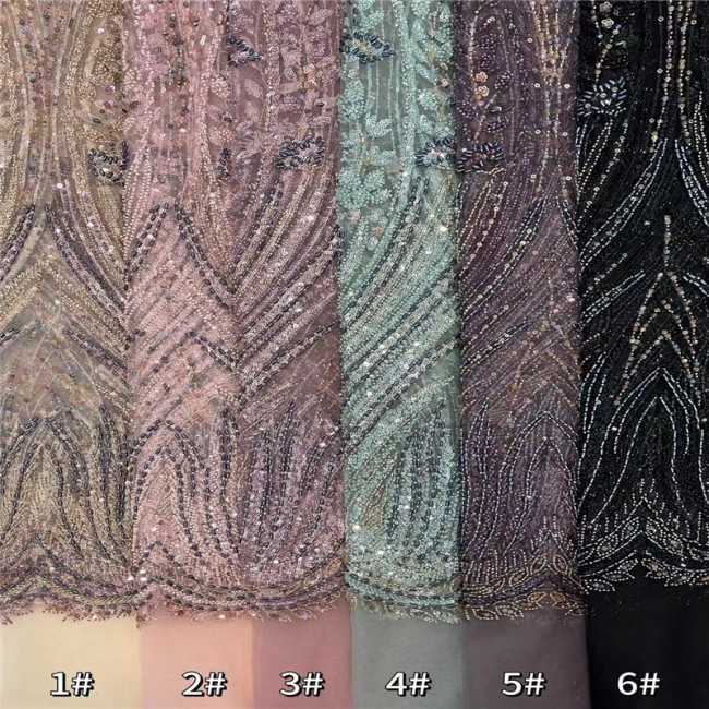 5 Yards Multi-Color Colorful Rainbow Sequined Beaded Embroidered 3D Floral Lace Material Fabric JLT032
