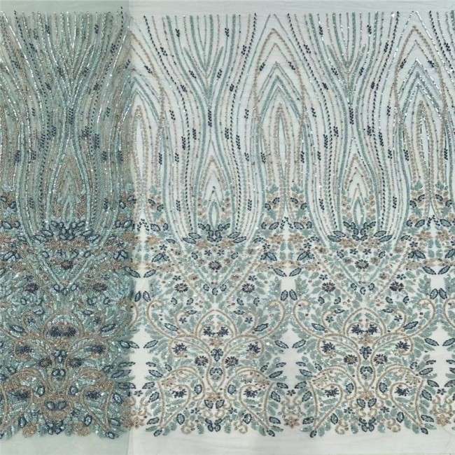 5 Yards Multi-Color Colorful Rainbow Sequined Beaded Embroidered 3D Floral Lace Material Fabric JLT033