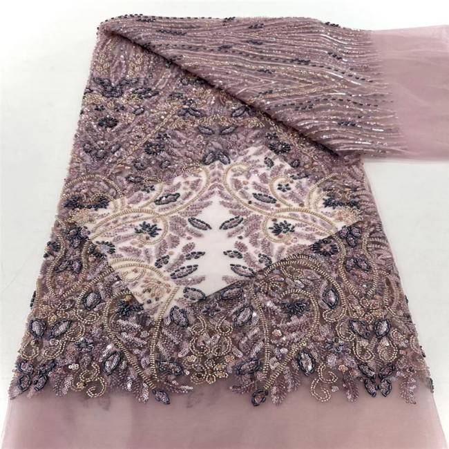 5 Yards Multi-Color Colorful Rainbow Sequined Beaded Embroidered 3D Floral Lace Material Fabric JLT033