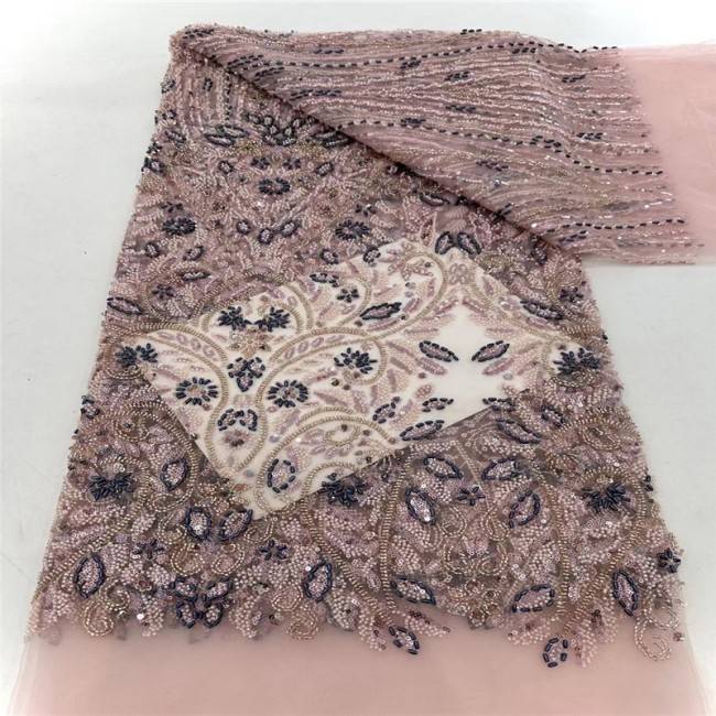 5 Yards Multi-Color Colorful Rainbow Sequined Beaded Embroidered 3D Floral Lace Material Fabric JLT033