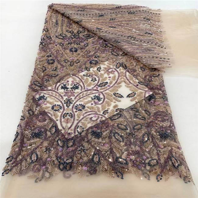 5 Yards Multi-Color Colorful Rainbow Sequined Beaded Embroidered 3D Floral Lace Material Fabric JLT033
