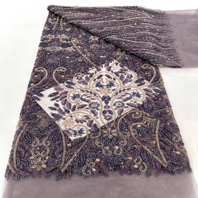 5 Yards Multi-Color Colorful Rainbow Sequined Beaded Embroidered 3D Floral Lace Material Fabric JLT033