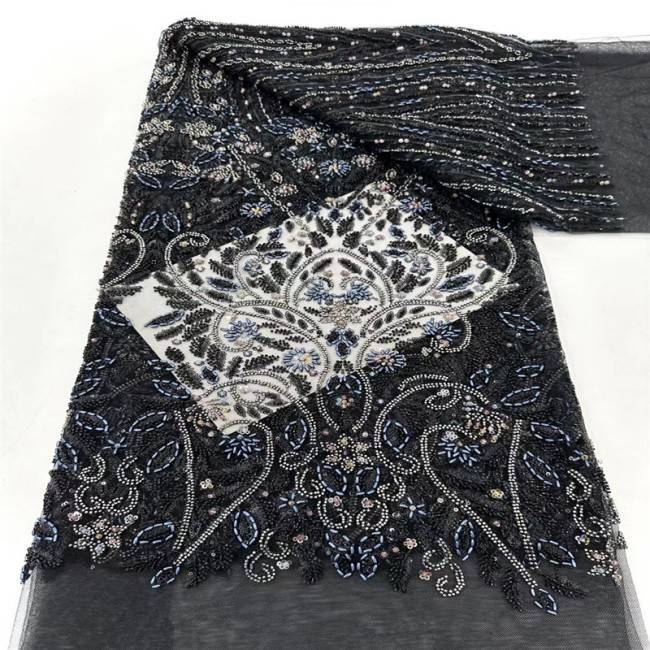 5 Yards Multi-Color Colorful Rainbow Sequined Beaded Embroidered 3D Floral Lace Material Fabric JLT033