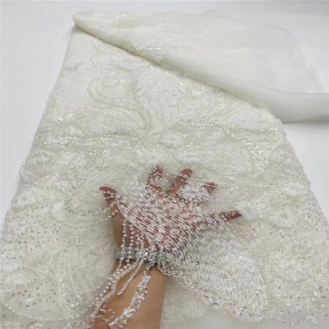 5 Yards Multi-Color Colorful Rainbow Sequined Beaded Embroidered 3D Floral Lace Material Fabric JLT034