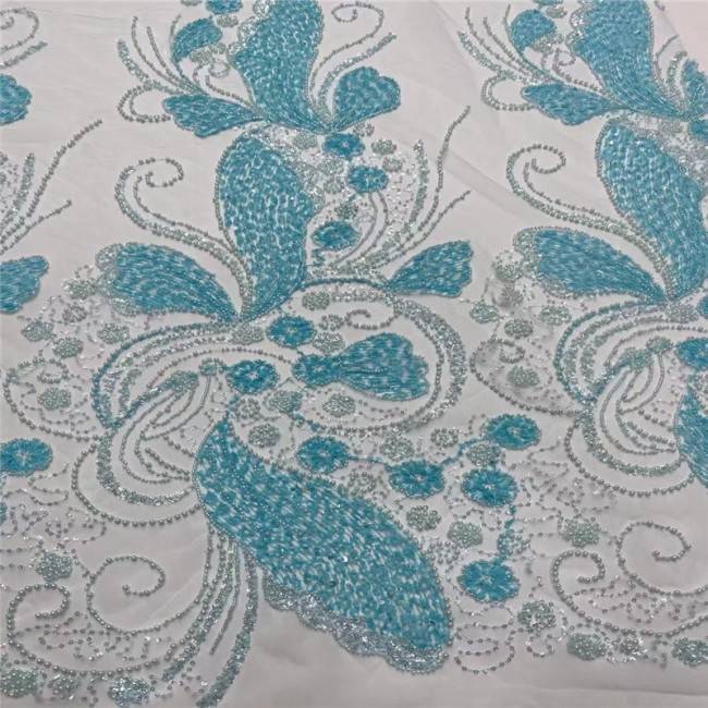 5 Yards Multi-Color Colorful Rainbow Sequined Beaded Embroidered 3D Floral Lace Material Fabric JLT034