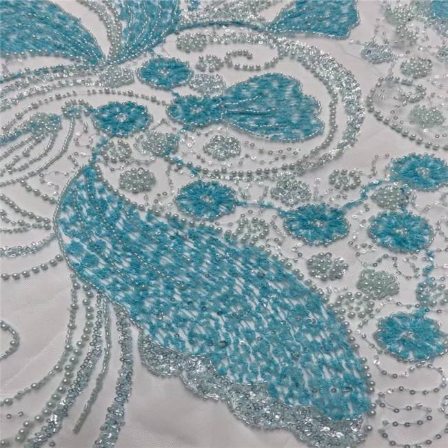 5 Yards Multi-Color Colorful Rainbow Sequined Beaded Embroidered 3D Floral Lace Material Fabric JLT034