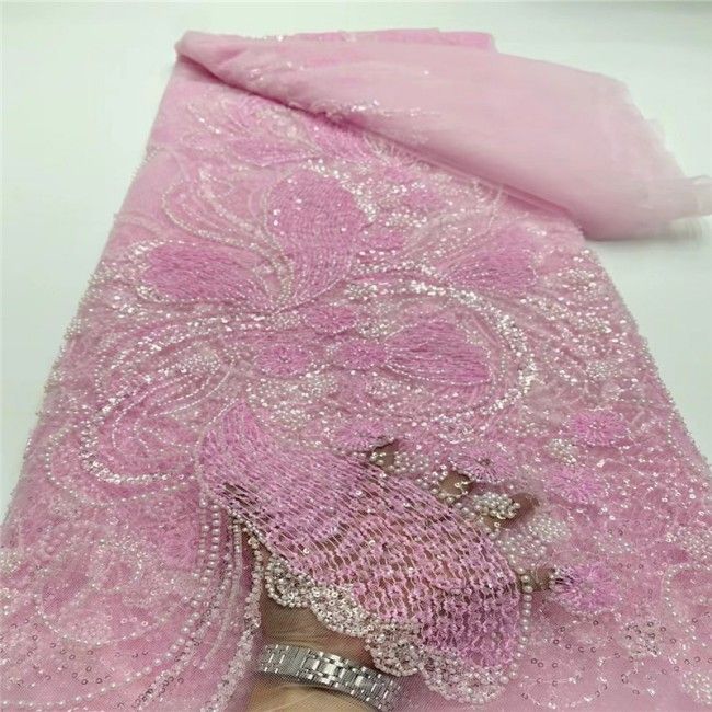 5 Yards Multi-Color Colorful Rainbow Sequined Beaded Embroidered 3D Floral Lace Material Fabric JLT034