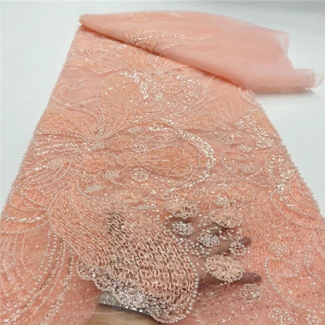 5 Yards Multi-Color Colorful Rainbow Sequined Beaded Embroidered 3D Floral Lace Material Fabric JLT034