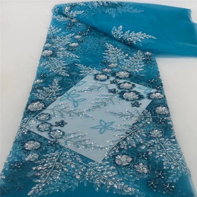 5 Yards Multi-Color Colorful Rainbow Sequined Beaded Embroidered 3D Floral Lace Material Fabric JLT035