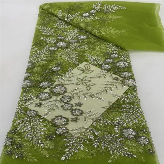 5 Yards Multi-Color Colorful Rainbow Sequined Beaded Embroidered 3D Floral Lace Material Fabric JLT035