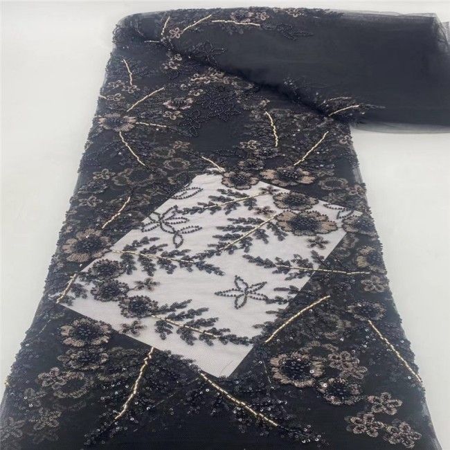 5 Yards Multi-Color Colorful Rainbow Sequined Beaded Embroidered 3D Floral Lace Material Fabric JLT035