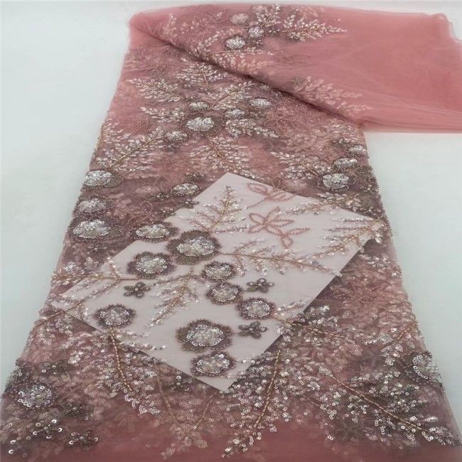 5 Yards Multi-Color Colorful Rainbow Sequined Beaded Embroidered 3D Floral Lace Material Fabric JLT035