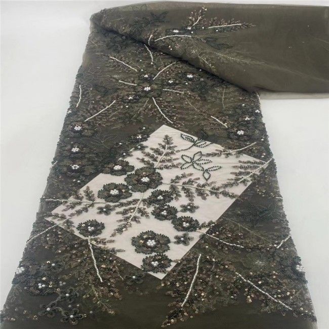 5 Yards Multi-Color Colorful Rainbow Sequined Beaded Embroidered 3D Floral Lace Material Fabric JLT035