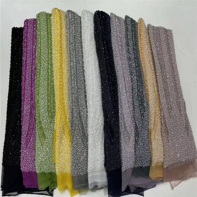 5 Yards Multi-Color Colorful Rainbow Sequined Beaded Embroidered 3D Floral Lace Material Fabric JLT039