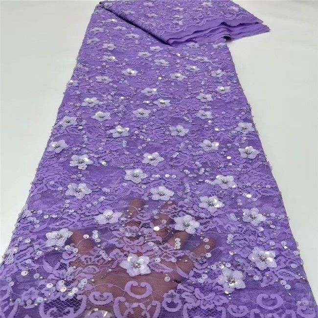 5 Yards Multi-Color Colorful Rainbow Sequined Beaded Embroidered 3D Floral Lace Material Fabric JLT040