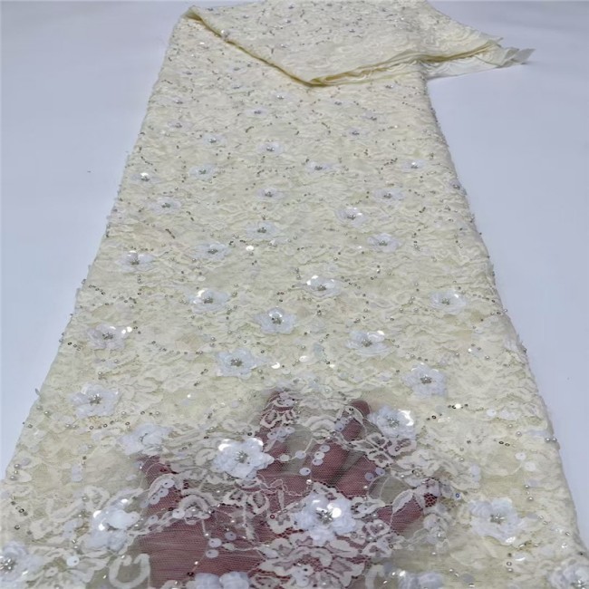 5 Yards Multi-Color Colorful Rainbow Sequined Beaded Embroidered 3D Floral Lace Material Fabric JLT040