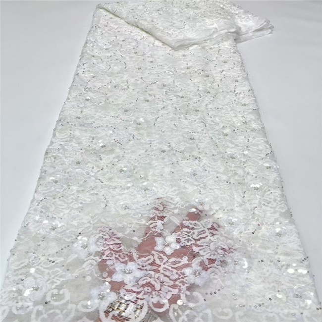 5 Yards Multi-Color Colorful Rainbow Sequined Beaded Embroidered 3D Floral Lace Material Fabric JLT040