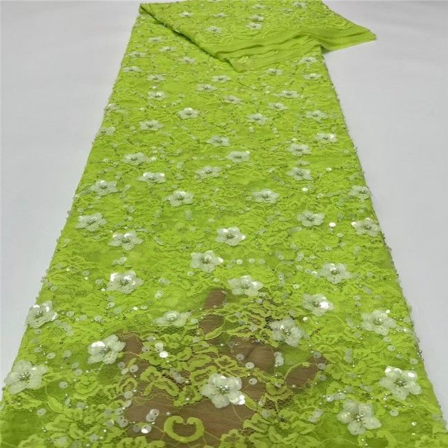 5 Yards Multi-Color Colorful Rainbow Sequined Beaded Embroidered 3D Floral Lace Material Fabric JLT040