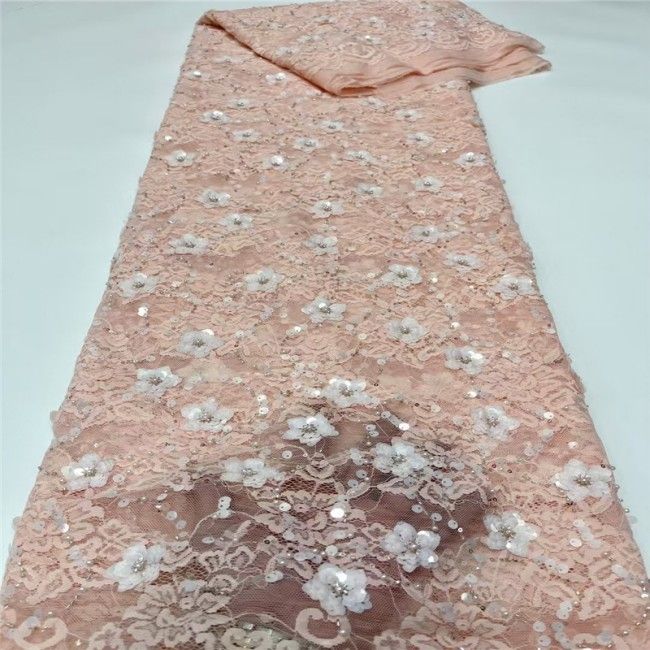 5 Yards Multi-Color Colorful Rainbow Sequined Beaded Embroidered 3D Floral Lace Material Fabric JLT040