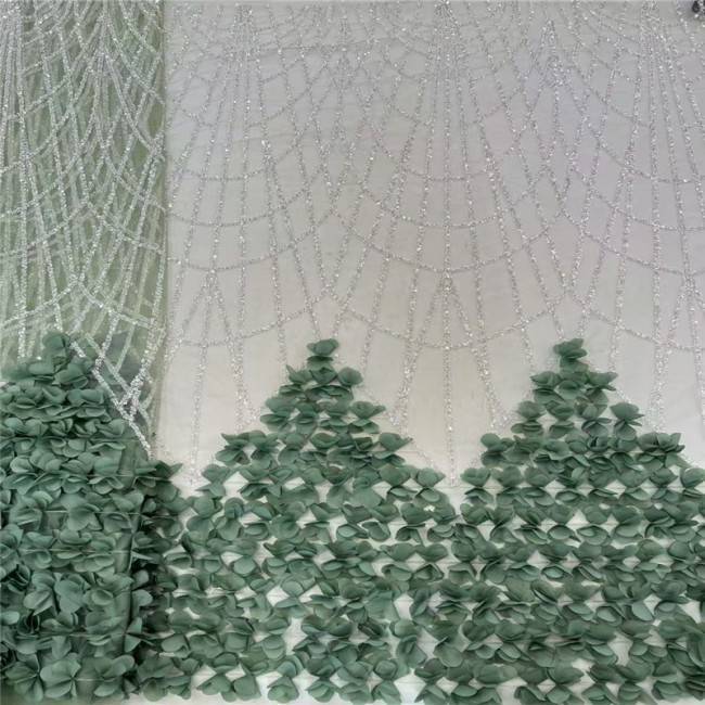5 Yards Multi-Color Colorful Rainbow Sequined Beaded Embroidered 3D Floral Lace Material Fabric JLT047