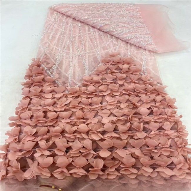 5 Yards Multi-Color Colorful Rainbow Sequined Beaded Embroidered 3D Floral Lace Material Fabric JLT047