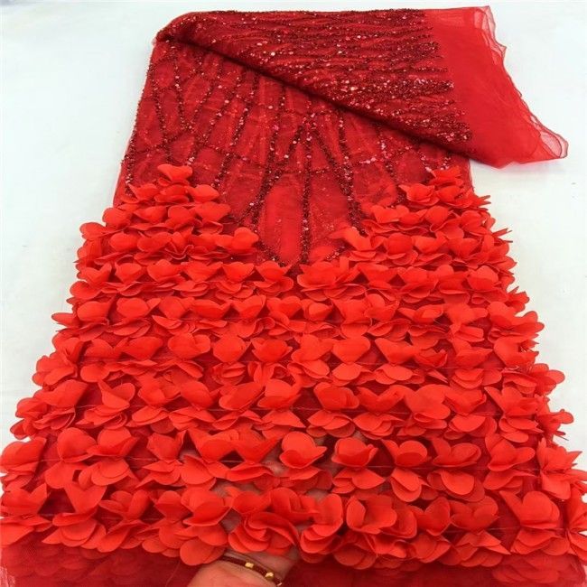 5 Yards Multi-Color Colorful Rainbow Sequined Beaded Embroidered 3D Floral Lace Material Fabric JLT047
