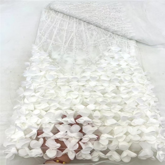 5 Yards Multi-Color Colorful Rainbow Sequined Beaded Embroidered 3D Floral Lace Material Fabric JLT047