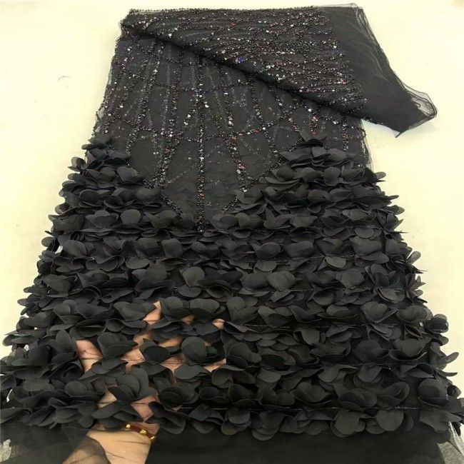 5 Yards Multi-Color Colorful Rainbow Sequined Beaded Embroidered 3D Floral Lace Material Fabric JLT047