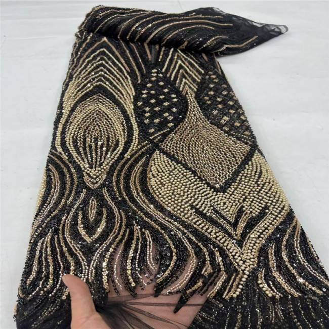 5 Yards Multi-Color Colorful Rainbow Sequined Beaded Embroidered 3D Floral Lace Material Fabric JLT054