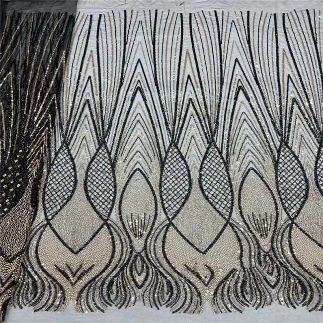 5 Yards Multi-Color Colorful Rainbow Sequined Beaded Embroidered 3D Floral Lace Material Fabric JLT054