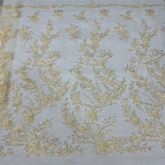 5 Yards Multi-Color Colorful Rainbow Sequined Beaded Embroidered 3D Floral Lace Material Fabric JLT057