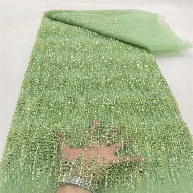 5 Yards Beaded Lace Material Fabric