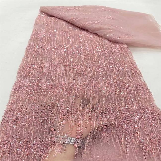 5 Yards Beaded Lace Material Fabric