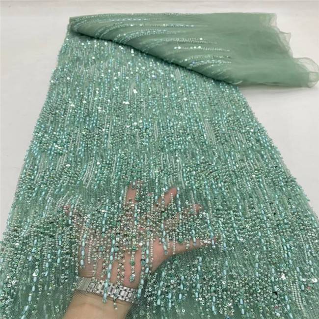 5 Yards Beaded Lace Material Fabric
