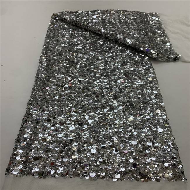 5 Yards Multi-Color Colorful Rainbow Sequined Beaded Embroidered 3D Floral Lace Material Fabric JLT070