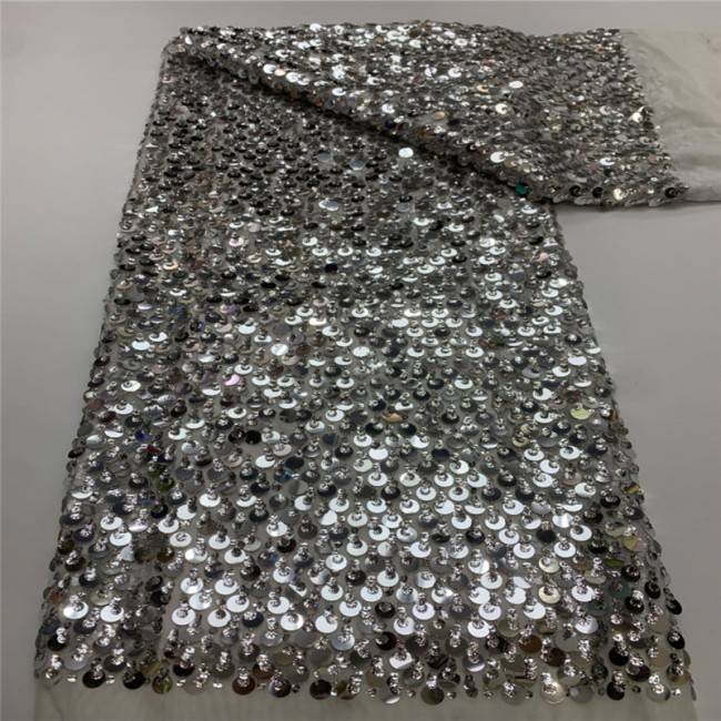 5 Yards Multi-Color Colorful Rainbow Sequined Beaded Embroidered 3D Floral Lace Material Fabric JLT073