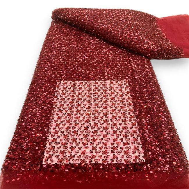 5 Yards Multi-Color Colorful Rainbow Sequined Beaded Embroidered 3D Floral Lace Material Fabric JLT074